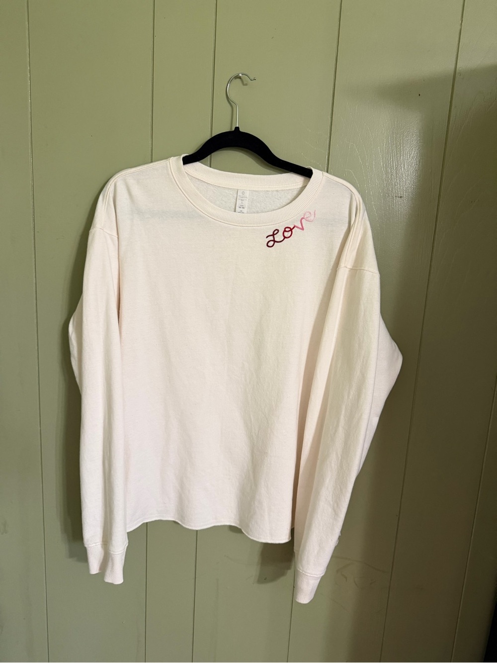 Balance Collection Cream 'Love' Embroidered Sweatshirt